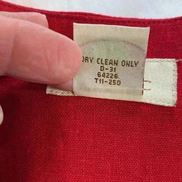 Mosaic Linen Blend Plus Size 14 Red Short Open Front Jacket with Short Sleeves. - Picture 5 of 8